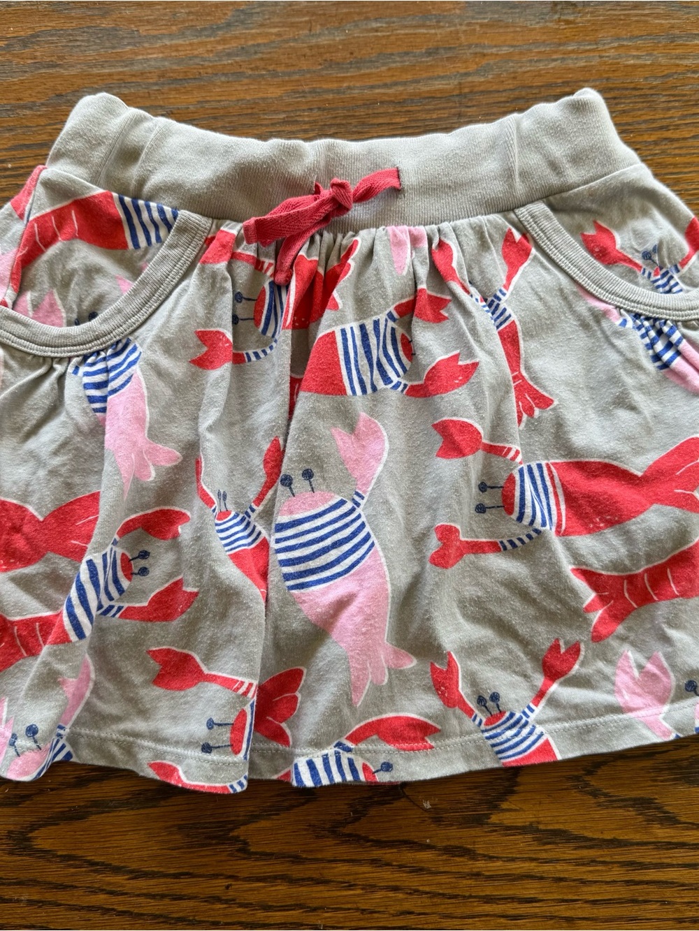 Girls' Mini Boden Crab Print Knit Skort - summer lobster print.